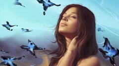 digital art butterfly closed eyes