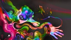 digital art colorful shapes feet hands surreal