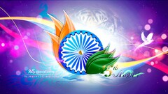 digital art colorful shapes India tiger flag