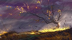 digital art drawing landscape nature deviantart rain Trees