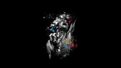 digital art face screaming Minimalism selective coloring artwork