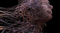 digital art face wire abstract