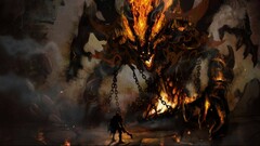 digital art fantasy art artwork Balrog demon creature fire