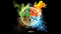 digital art fire Earth elements grass summer winter spring
