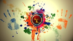 digital art handprints colorful Cube Biohazard (Sign) 3D Blocks