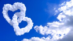 digital art heart clouds sky