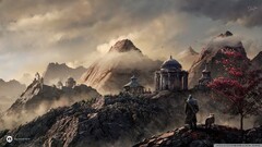 digital art landscape fantasy art Mountains Trees wolf Archer