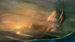 digital art painting landscape Sea cliff