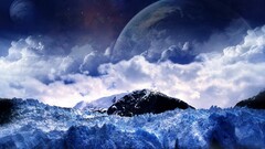 digital art planet sky