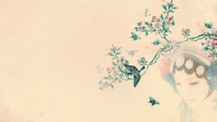 digital art Plants Birds artwork Women