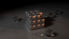 digital art render cgi Cube reflection 3D Blocks 3d 3D Abstract