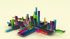 digital art render Simple Background cityscape abstract