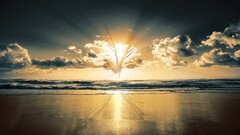 digital art Sea beach sky clouds nature sunlight