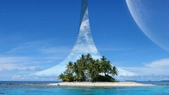 digital art sky palm trees Island Halo Ce