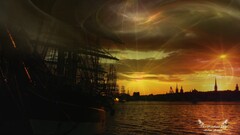 digital art sky ship Sea