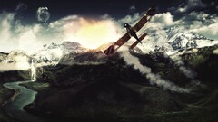 digital art sky vehicle Mountains nature