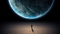 digital art space art Space planet cyan