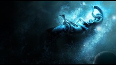 digital art Space artwork cyan blue