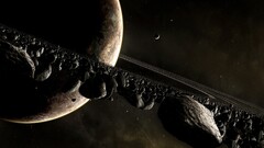 digital art Space planet asteroid planetary rings space art