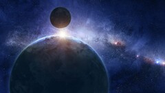 digital art Space planet Stars space art blue