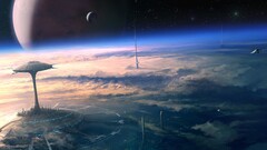 digital art Space science fiction futuristic planet atmosphere
