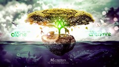 digital art Trees rhino dolphin dove Giraffes split-view bench