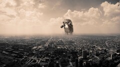 domo cityscape humor City sky Chicago USA digital art clouds