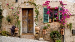 door Flowers Plants stone bougainvillea flowerpot provence