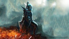 Dota 2 phantom assassin rain artwork cyan