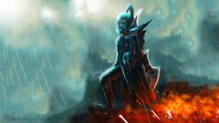 Dota 2 valve phantom assassin warrior rain Dota cyan fantasy art