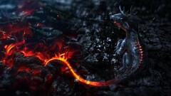 dragon colorful render fire fantasy art
