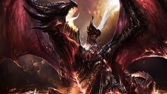 dragon Deathwing sword world of warcraft video games fantasy art