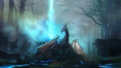 dragon digital art fantasy art artwork cyan