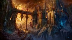 dragon fantasy art City fire fantasy city