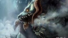 dragon fantasy art creature glowing eyes