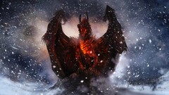 dragon fantasy art snow