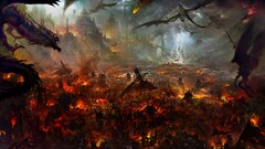 dragon fantasy art War battle fire Lightning