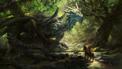 dragon horse nature warrior Trees fantasy art artwork deviantart