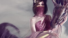 dragon oriental mask fantasy art fantasy girl