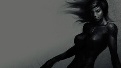 drawing monochrome Women artwork dark gray fantasy girl