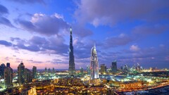 dubai cityscape sky united arab emirates burj khalifa clouds