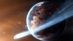 Earth comet space art digital art planet