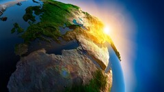 Earth space art planet sunlight digital art