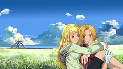 elric edward Full Metal Alchemist rockbell winry anime girls sky