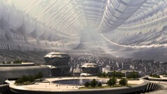 elysium cgi render digital art science fiction futuristic city