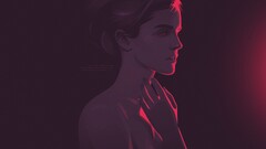 emma watson artwork fan art Actress red eyes face Profile Women