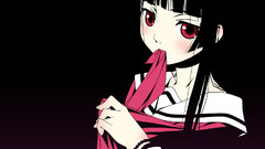 enma ai jigoku shoujo red eyes dark hair Simple Background