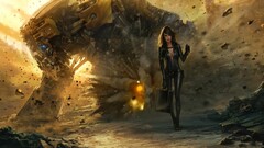 explosion science fiction Women mech