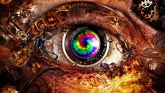 eyes closeup digital art lens cgi render Technology numbers