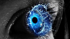 eyes macro digital art Women blue eyes selective coloring
